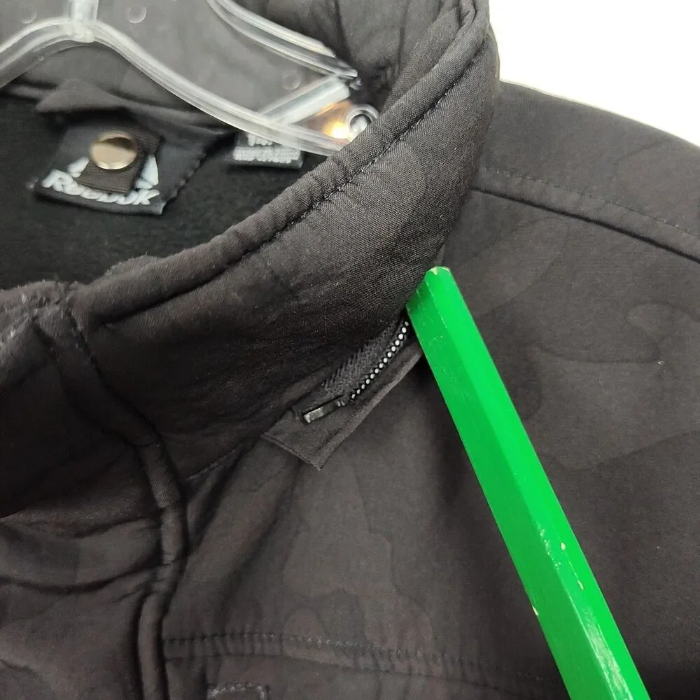 Reebock Full-Zip Jacket Boys Size 14/16 Black Camo Pattern Zipped‎ Pockets